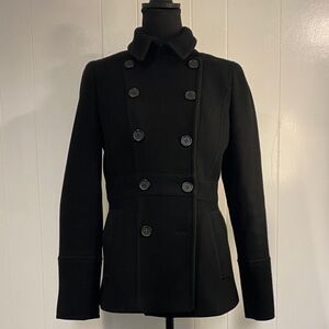J.Crew Nello Gori Wool Pea Coat | Black Double Breasted Satin Lined | Size 4